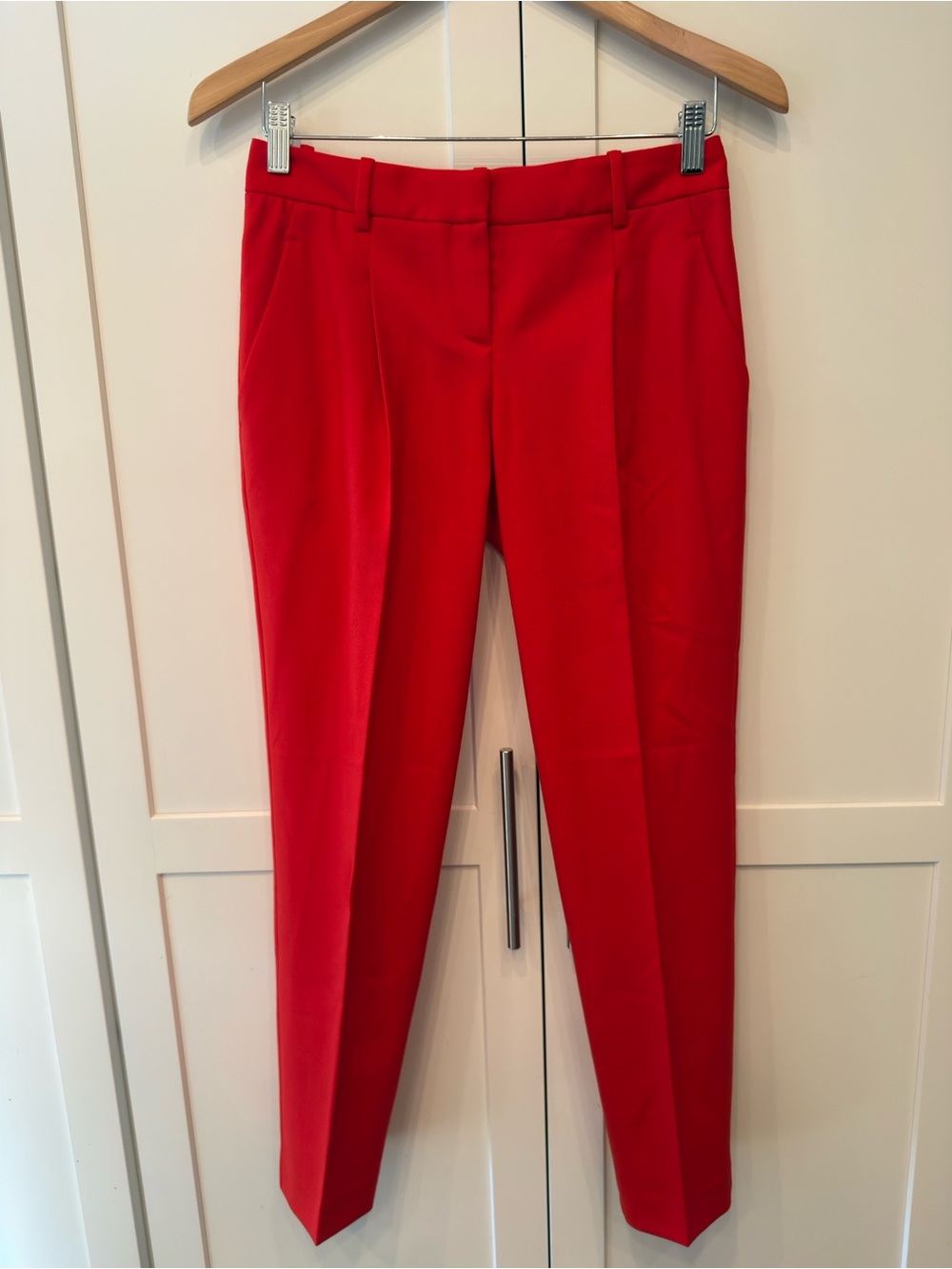 Theory Rina Elite Red Tailored Tapered Wool Dress Pants Size 0